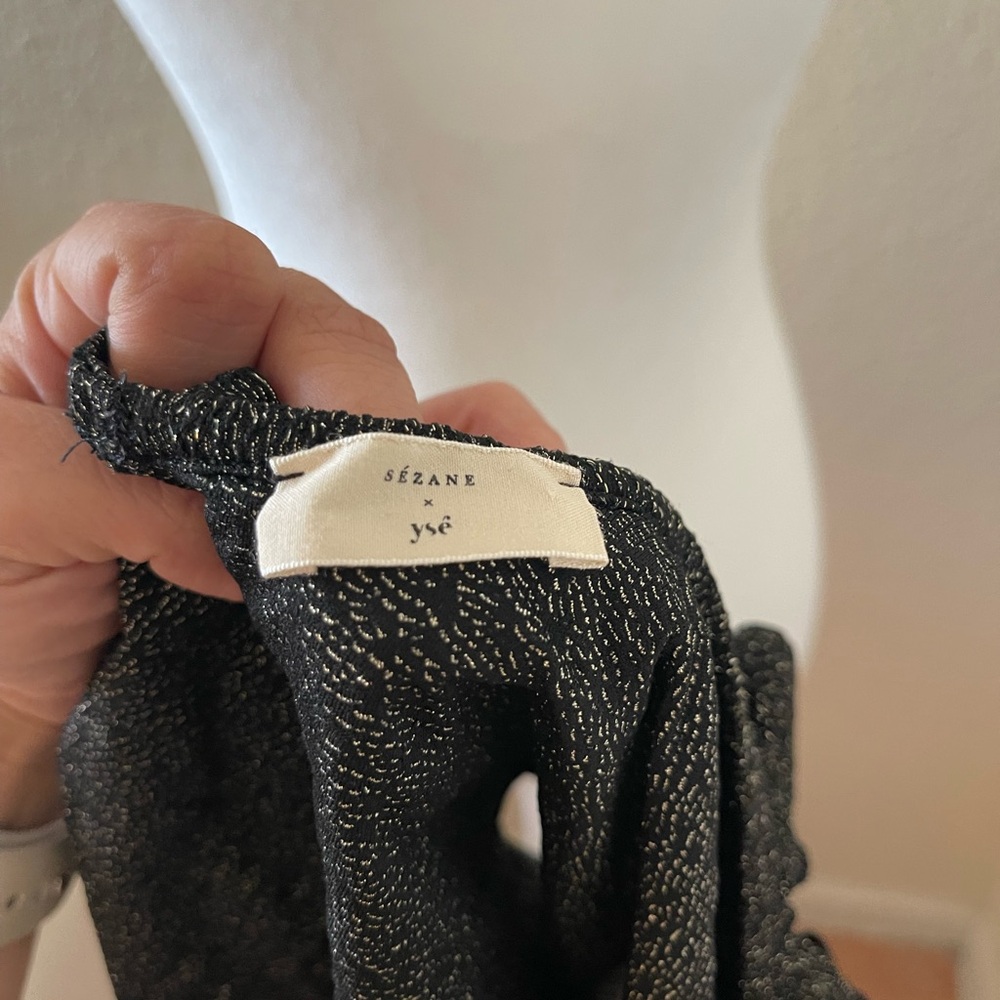 Sezane Shimmering Black Ruffle One Piece - Picture 7 of 9